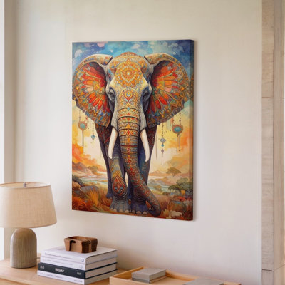 Wall Art Mystical Mandala Elephant Spiritual Digital Art With Sacred Patterns Wall Canvas Ready To Hang Gallery Wrapped Home Decor