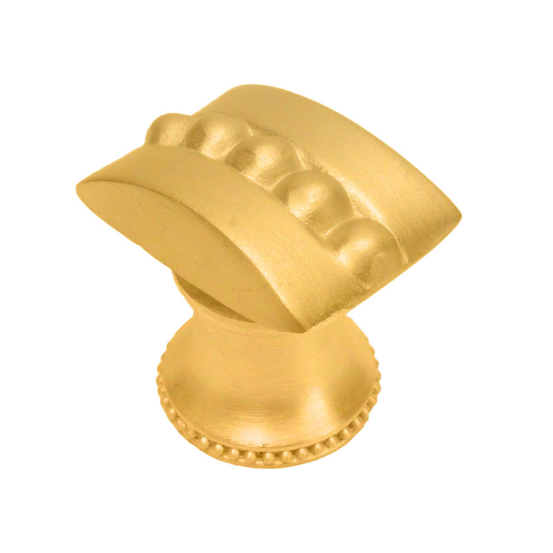 Beaded center rectangle knob with flared footin Gilded Mercury, Gold