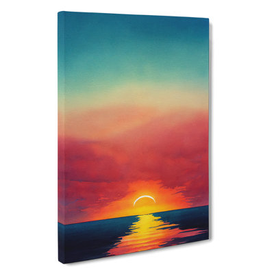 Watercolour Ocean Sunset No.2 - Wrapped Canvas