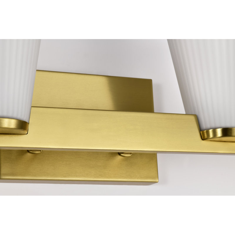 Keindl - Coiffeuse - Verre blanc nervuré, Bronze brillant, 33,5 po de largeur, Quatre lumières