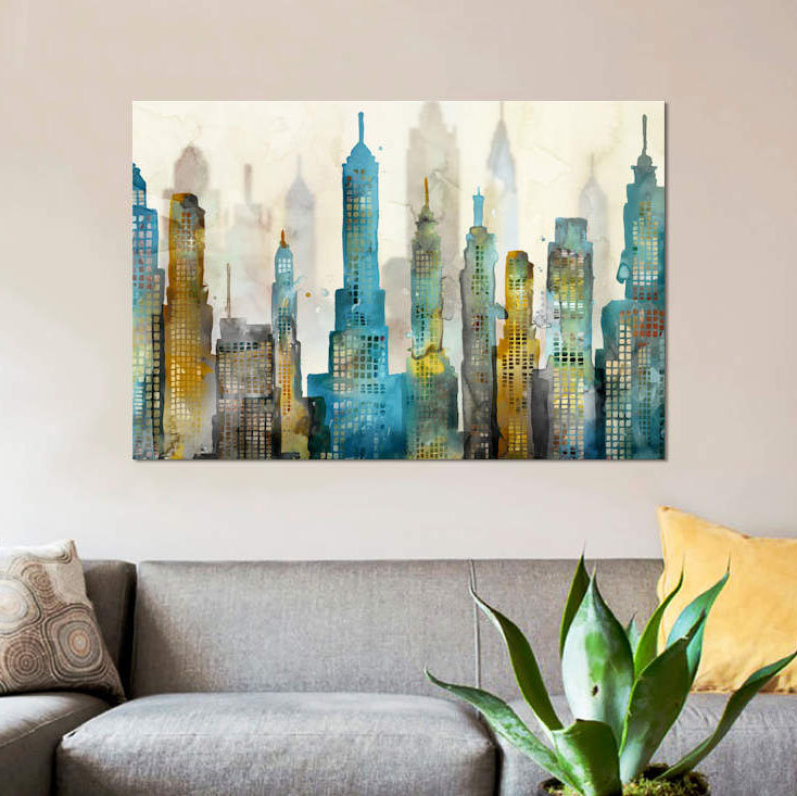 «City Sky», impression sur toile, H 8 po x l 12 po x P 0,75 po, Toile tendue, Pas de tapis