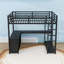 Lit mezzanine en métal avec bureau, garde-robe et tablettes de rangement-726938524-726938527
