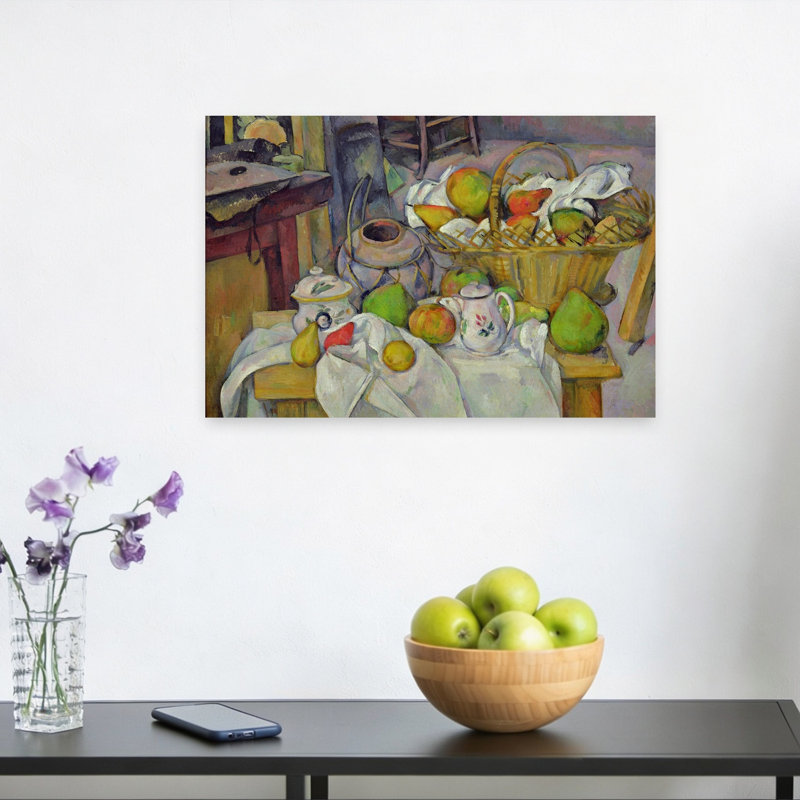 Still Life With Basket, 1888-90 Abstract Contemporary Fruit Wall Art Print by Paul Cezanne - Wrapped Canvas Print