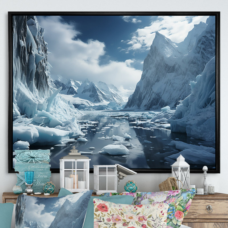 Birute Glacier Glacial Majesty - impression, H 34 po x l 44 po, Cadre flottant noir