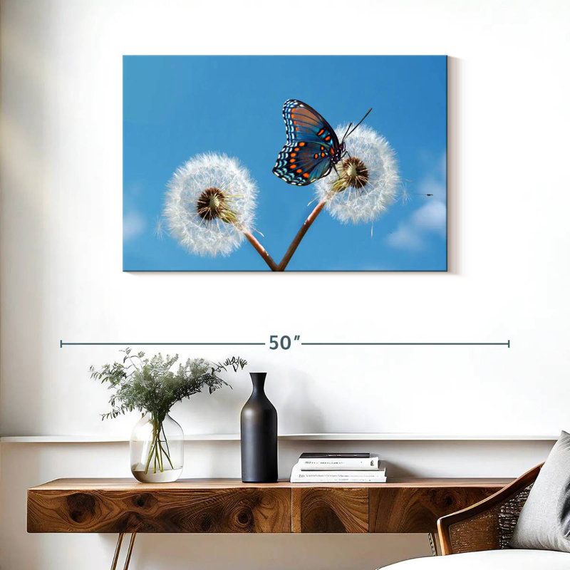 Brampt papillon sur pissenlit, H 24 po x l 36 po
