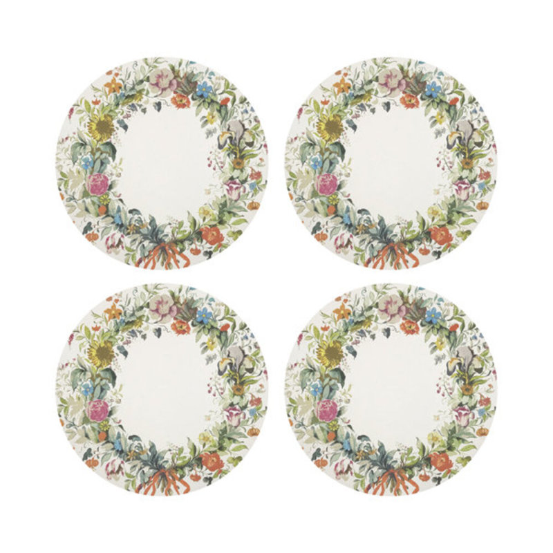 Wreath Flowers Pebble 16" Vinyl Placemat, Gold
