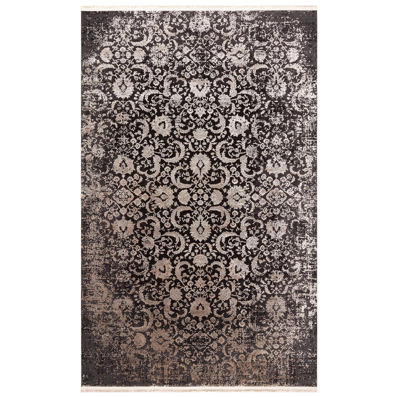 Tapis luxueux, 6,6 x 9,5 pi, 100% viscose / acrylique, hauteur des poils de 0,2 po | Tissé à la machine, 2 200 g / m², 1 200 000 points de tissage | Facile à nettoyer avec l'aspirateur et le détachant, parfait pour le décor du salon et de la chambre à coucher