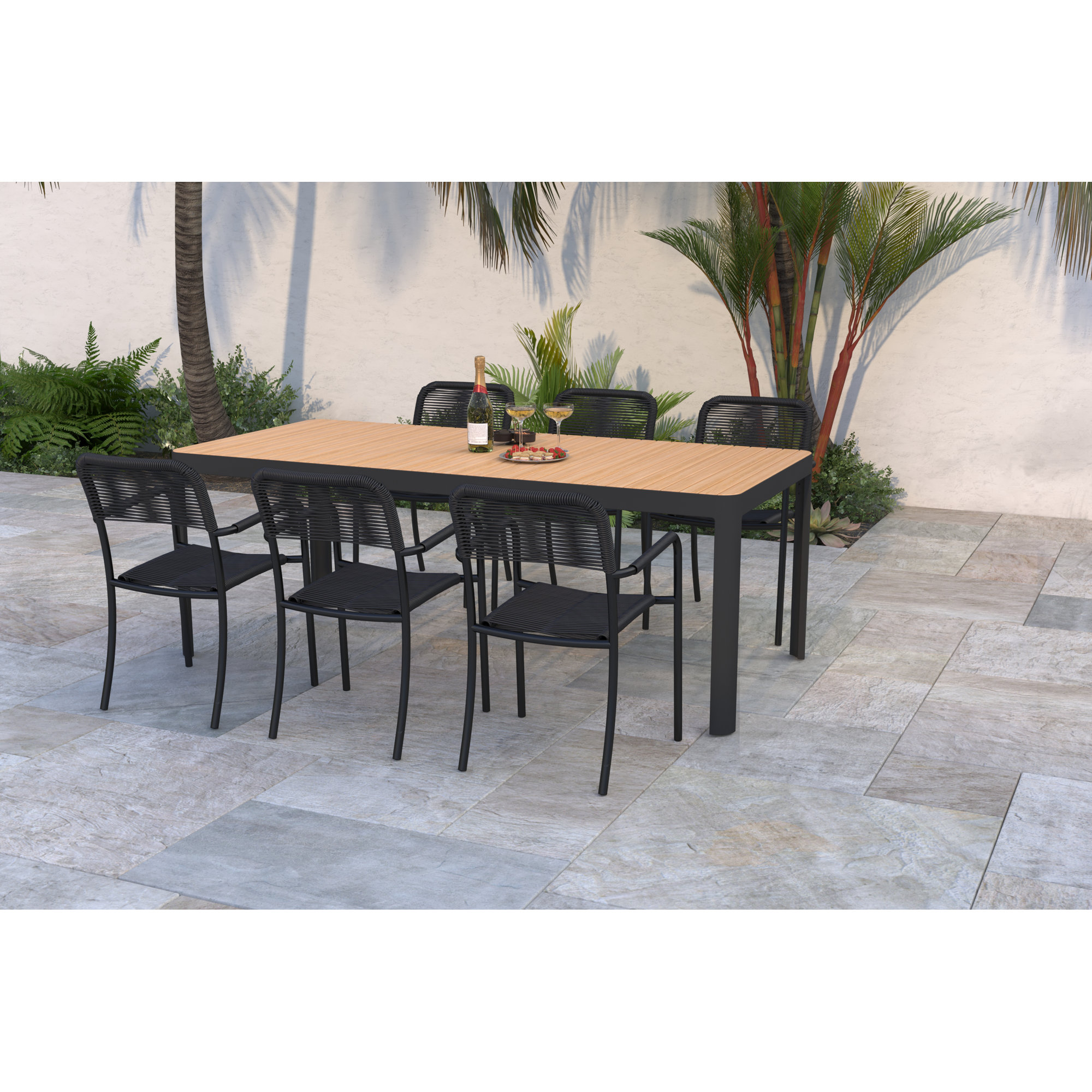 Brix 82'' Rectangular 6 - Person Outdoor Dining Set