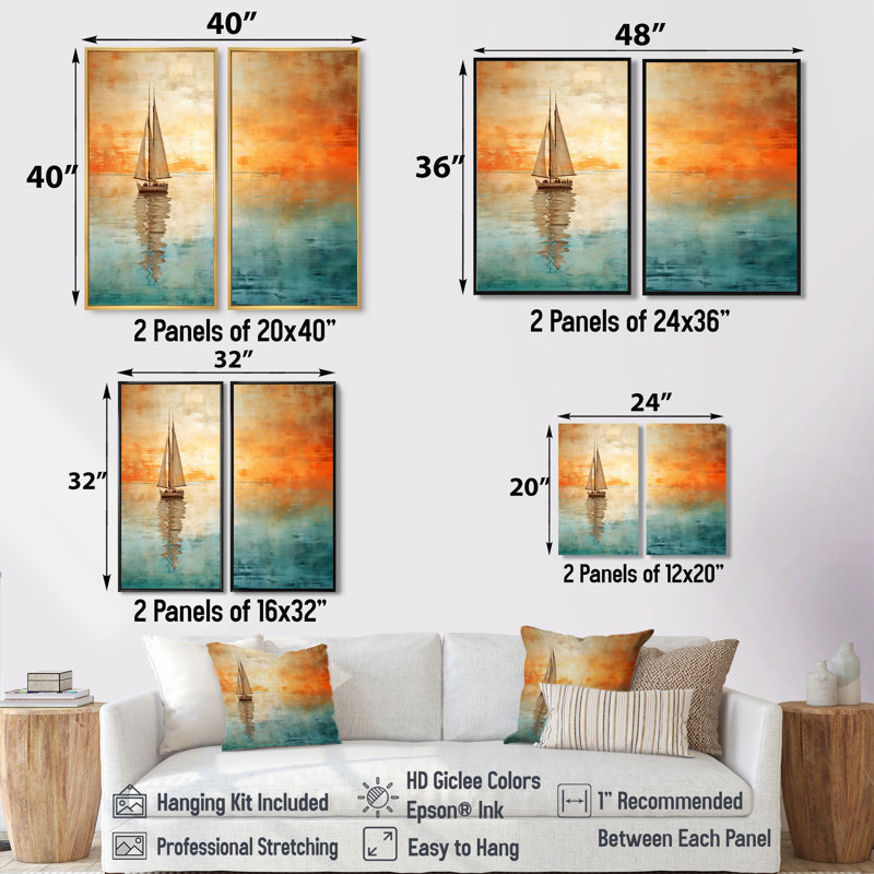 Bateau abstrait bord de mer II - décoration murale moderne, Impression encadrée flottante, 36" H x 48" W, White