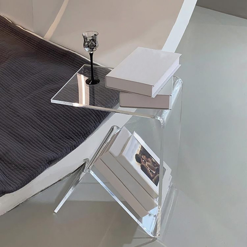 Table de bout en acrylique transparent pour table d'appoint 22,05 lb table de bout autoportante à base triangulaire pour le salon, la chambre et le café