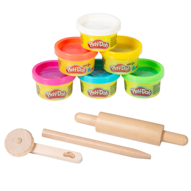 Roba X Play Doh Made of FSC -Certified Wood - Including 3D Creative Mat, 6 Kneading Containers, Tools, Storage Box and Play Tub - Ideal for Indoor and Outdoor Use - from 3 Years Kitchen Set