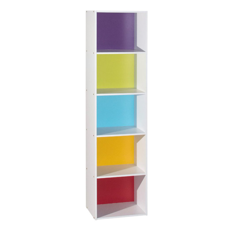 Tall Bookcase with Open Storage Bookshelf for Home or Office, (5 Shelves) 59"H x 15.9"W x 11.7"D, Rainbow