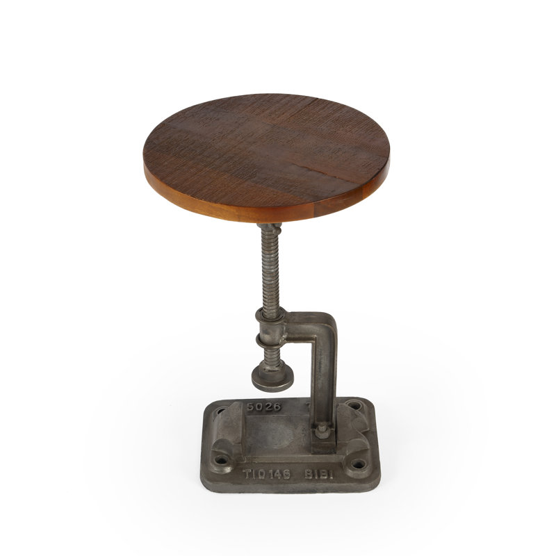 Ellis Adjustable Pedestal Side table, Deep Brown/Bronze Gray