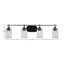 Barre d'éclairage de salle de bain 4 lumières Breindel avec verre carré transparent de 4 po-574742239-643637285