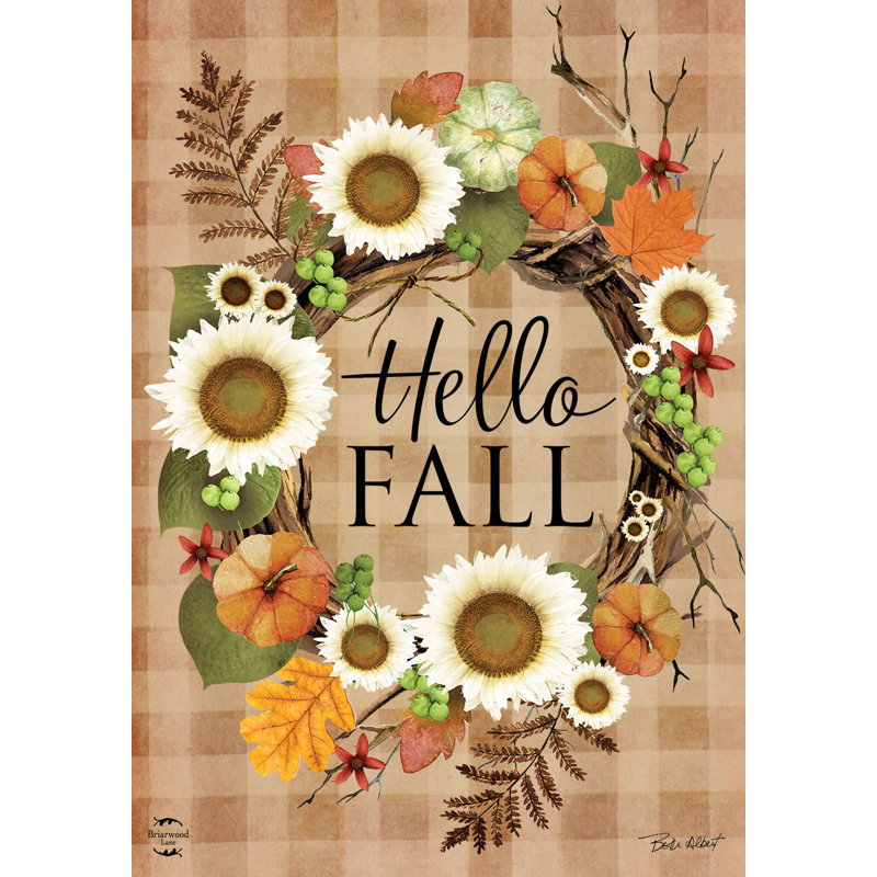 Hello Fall Wreath Double-Sided Garden Flag