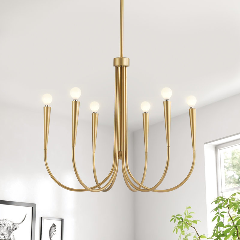 Lustre classique / traditionnel à 6 lumières à intensité variable Nyanna, Or
