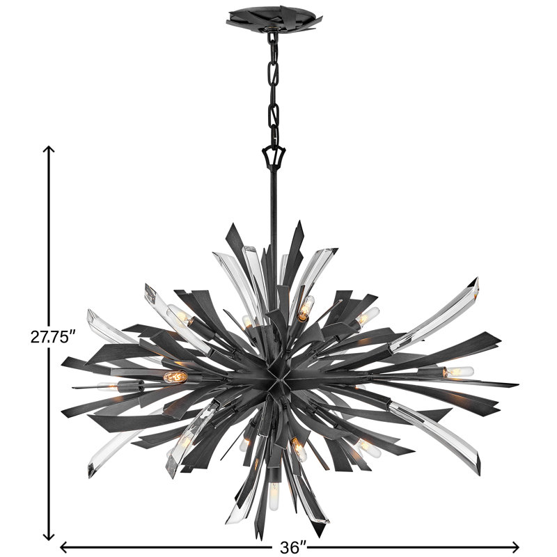 Vida 13 - Light Sputnik Sphere Chandelier with Crystal Accents, Brushed Graphite