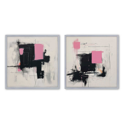 " Graphite Pink Fusion " by Golden Glow Interiors 2 - Pieces