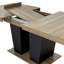Table de salle à manger extensible pour 4 à 10 personnes, table de salle à manger en bois avec base à piédestal double robuste et grande table extensible moderne
