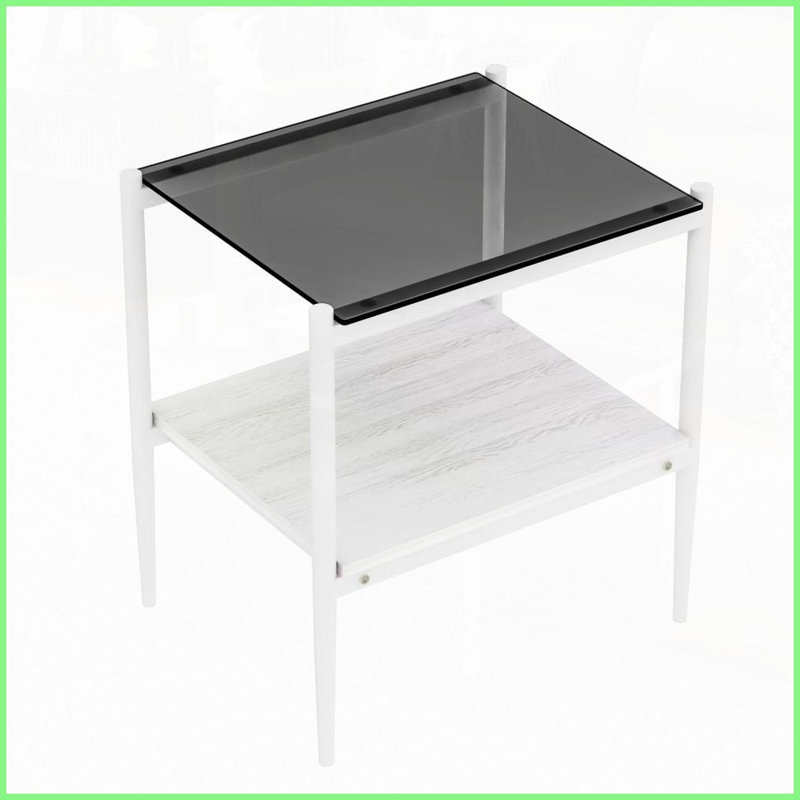 3 pièces en verre trempé gris moderne et amp; Ensemble de tables de bout pour le salon, facile à nettoyer et amp; Rangement facile