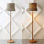 Lampe sur pied 61 po en fer / rotin de style bord de mer à 2 lumières 61 po avec chaîne à tirer, lampe de lecture rustique à DEL incluse, finition en bois brun