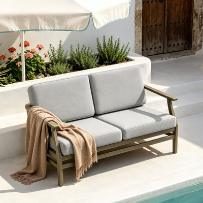 Clinkscales Solid Wood Teak Outdoor Loveseat With Cushion And Arms