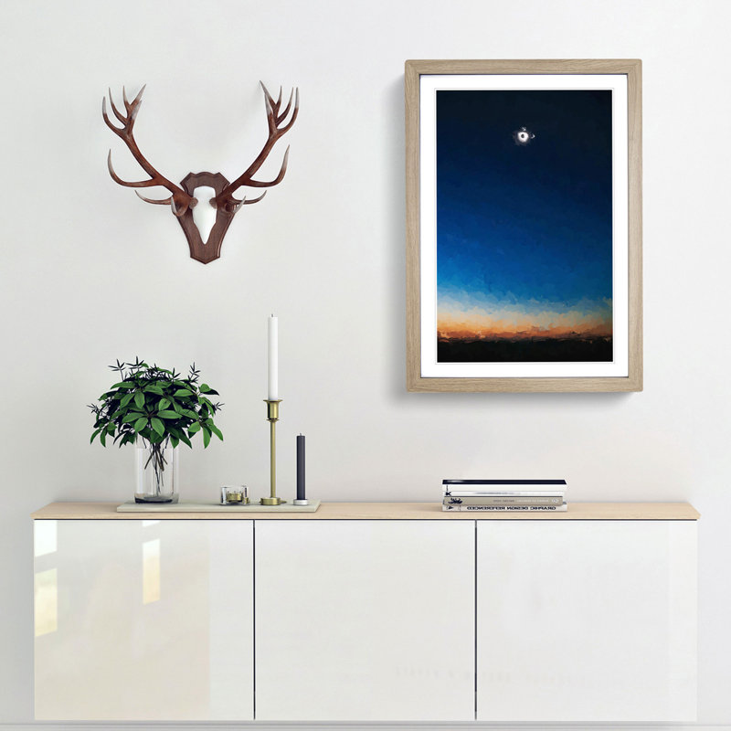 Total Eclipse of the Sun in Abstract - Picture Frame Graphic Art Print, 60cm H x 40cm W x 2cm D, Oak