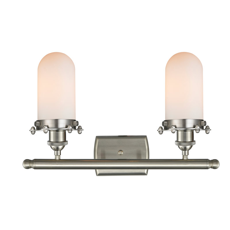 Éclairage pour meuble-lavabo 2 lumières Farview, Nickel satiné brossé, Blanc mat, DEL
