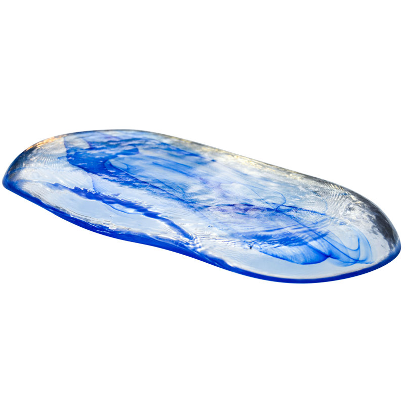 Plat en verre bleu / transparent