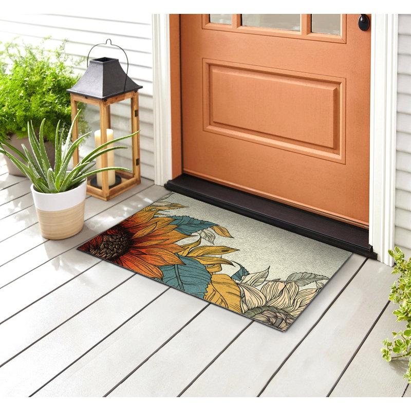 Non-Slip Floral Outdoor Doormat