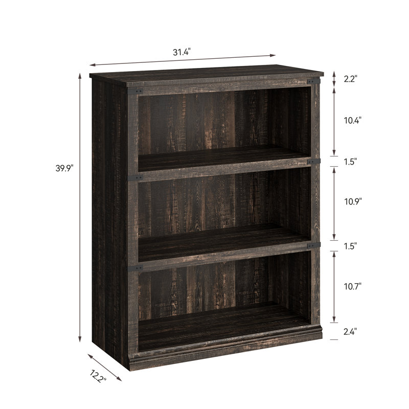 Bookcase, (3 Shelves) 101.3 cm H × 79.8 cm W × 31 cm D, Oak