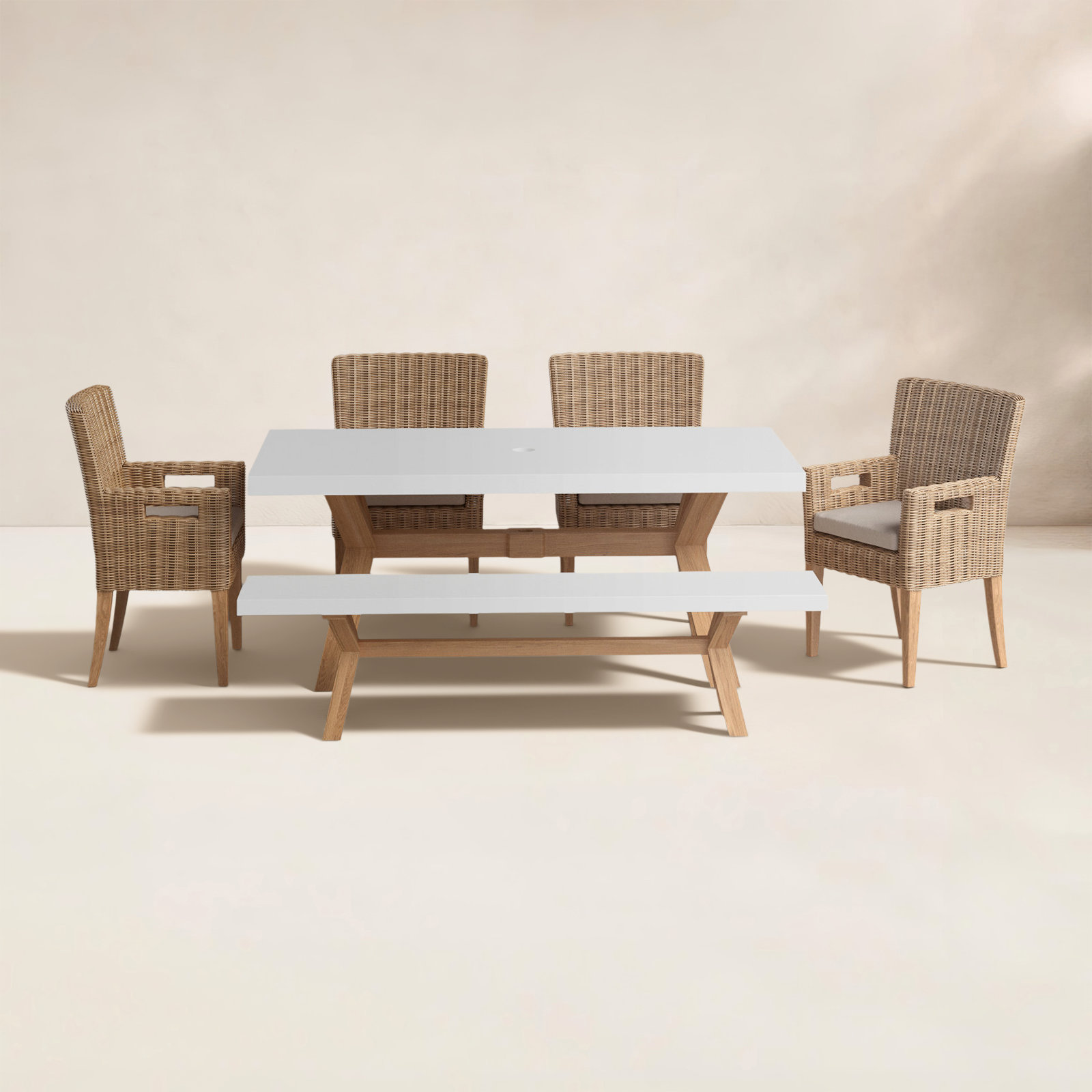 Fleur 74" Eucalyptus Patio Dining Set