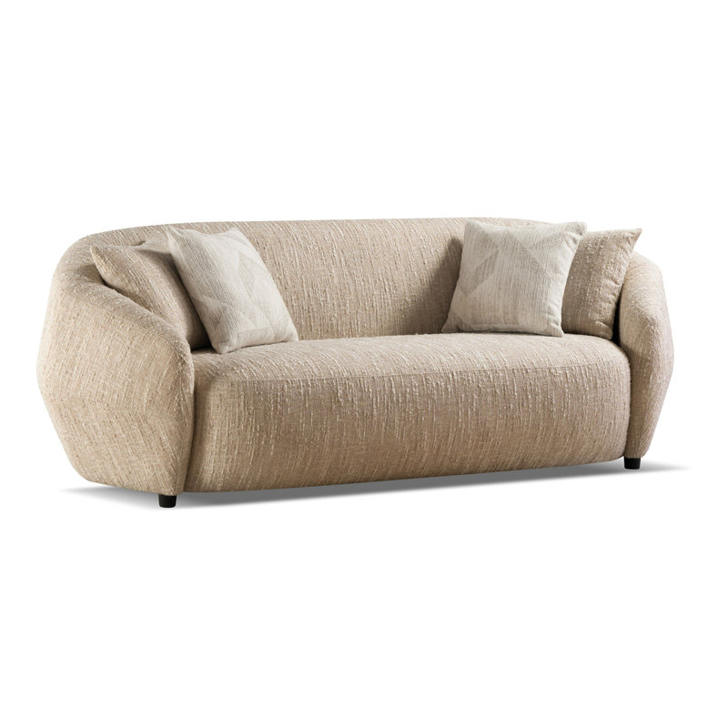 Belinda - Canapé 3 places en tissu beige moderne, 3, H 33 po x l 90 po x P 41,3 po