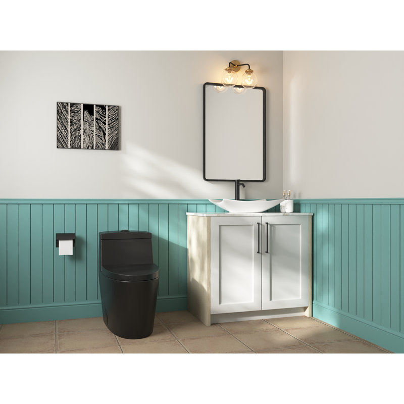 Toilette allongée monobloc DeerValley Prism, Noir mat / noir, 12"