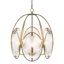 5-Light Vintage Gold Orb Cage Chandelier with Textured Water Glass Panels | Adjustable Height 24.8"-102" | Antique Brass Finish Dining Room Pendant | ETL Listed | 17.72" Diameter