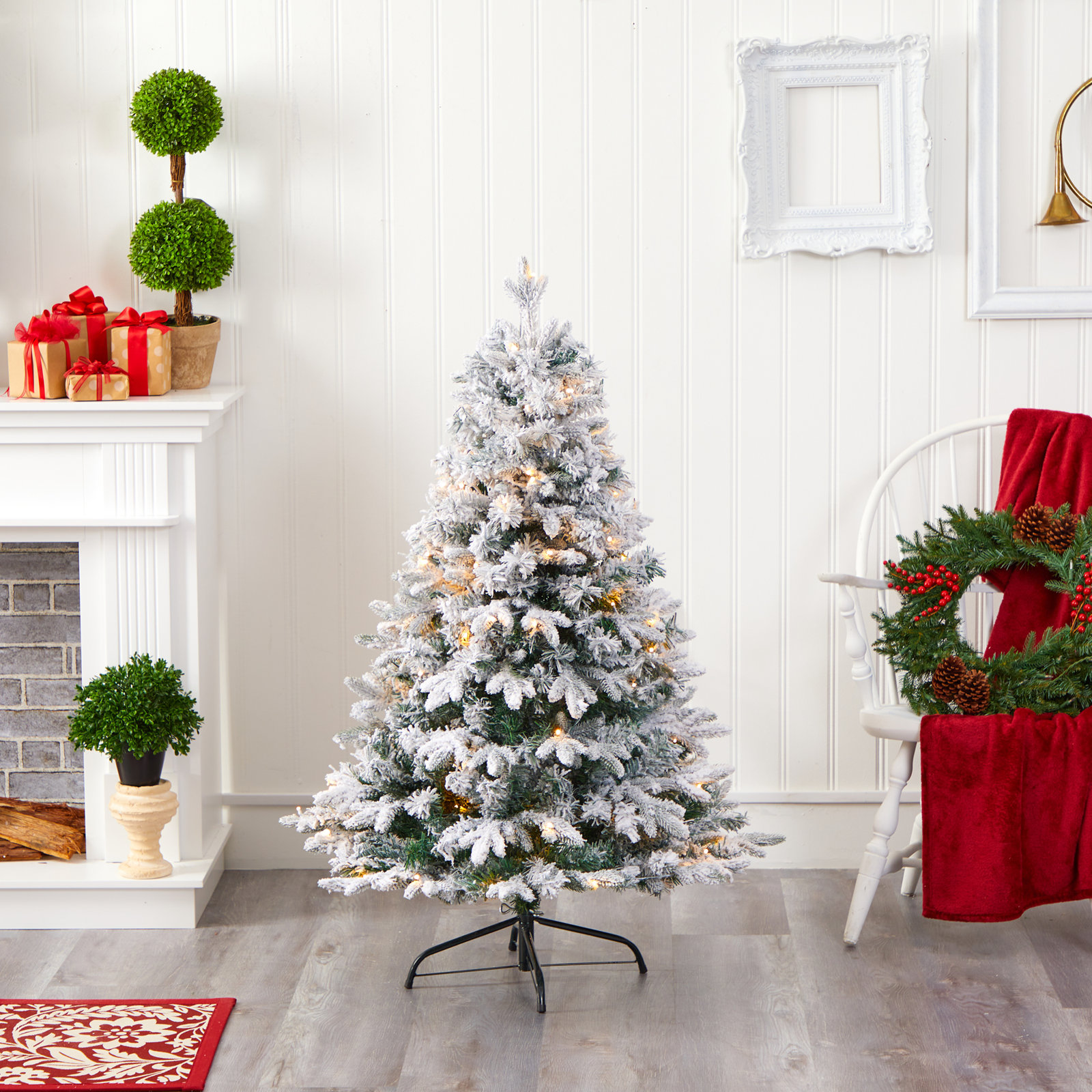 Lighted Artificial Christmas Tree, 4' H