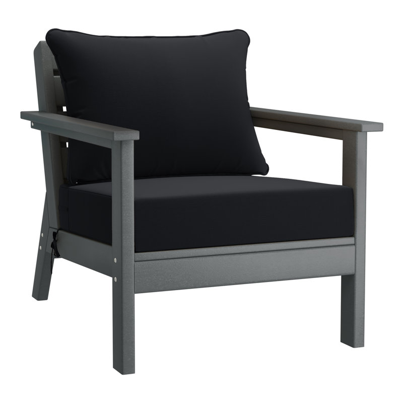 Hydea Deep Seating Chair With Cushions, Gray, Black