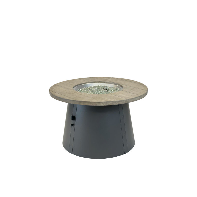 Cirvalo Round Gas Fire Pit Table With Fossil Top & Base, Gray, 24.50" H x 42" W x 42" D