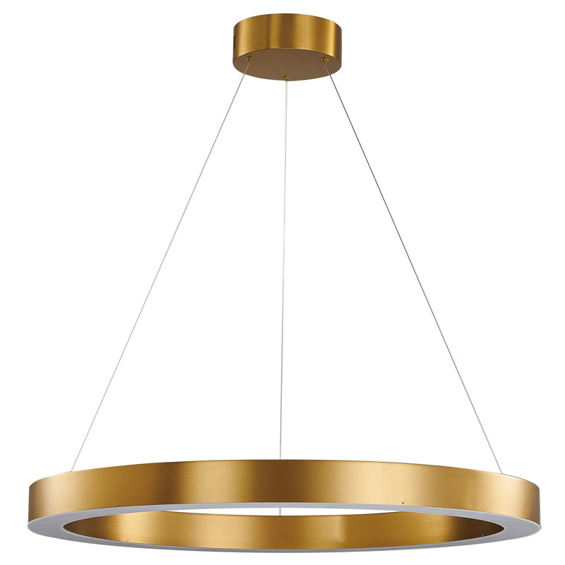 Streeter Transitional 1-Light LED Halo Ring Chandelier, 3" H x 33.4" W x 33.4" D, Antique Brass
