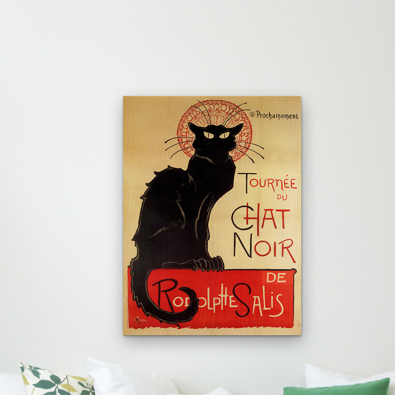 « tournee du chat noir », affiche rétro sur toile tendue, H 32 po x l 24 po x P 2 po