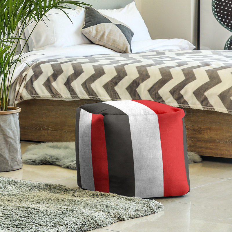 Repose-pieds cubique Tennessee, H 13 po x l 13 po x P 13 po, Blanc / brun / rouge