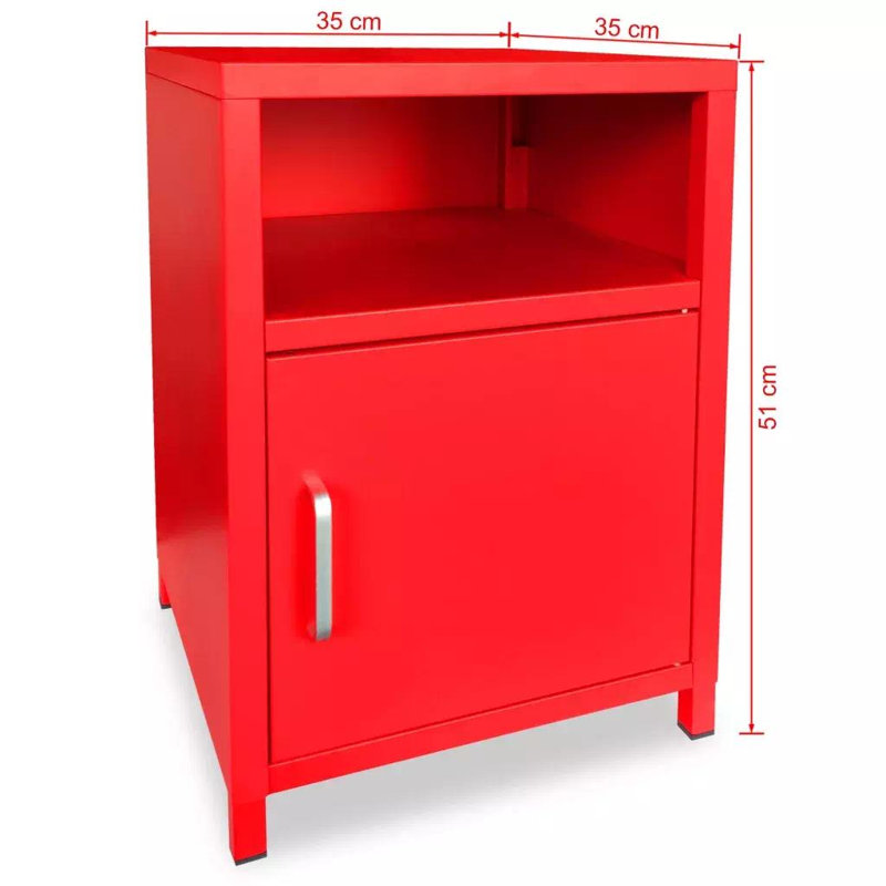 Wilderen 35 cm W Bedside Table, Red