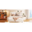 Structure de lit grand rembourré en velours beige avec espace de rangement à DEL et caché, charge éclairée, plateforme de revêtement