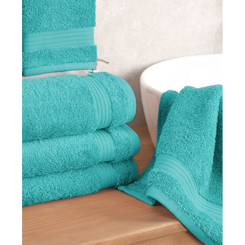 Ensemble de serviettes 100% coton turc, 4 serviettes de toilette douces et absorbantes, Bleu turquoise
