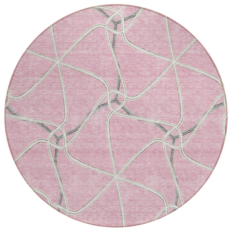  Aleg Area Rug with Non-Slip Backing, Round 8'