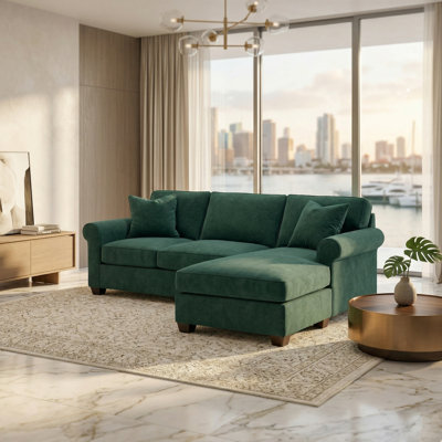 Canapé modulaire Irlanda - fabriqué aux États-Unis, livraison en 5 jours, options de tissus sur mesure, mobilier modulaire en forme de L - Velours antique vert Kelly - vert forêt