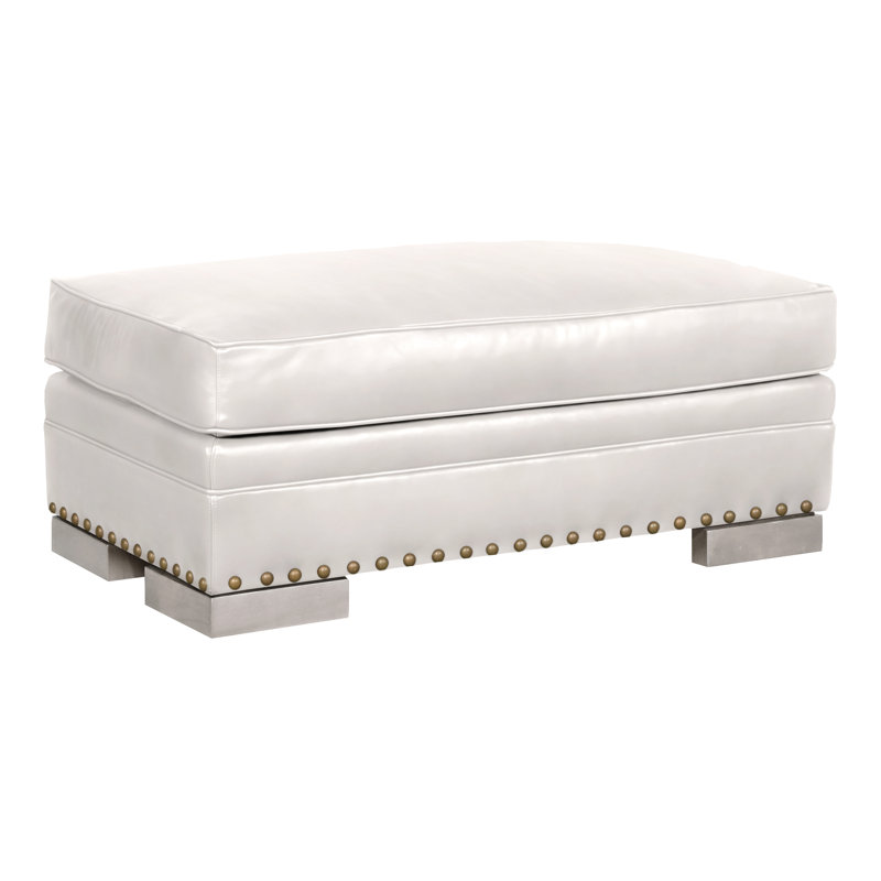 Repose-pieds et demi American Bungalow, Gris colombe, Cuir véritable Regent Chalk, Oui