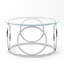 Table basse 31,5 "moderne avec plateau rond en verre et structure circulaire en métal