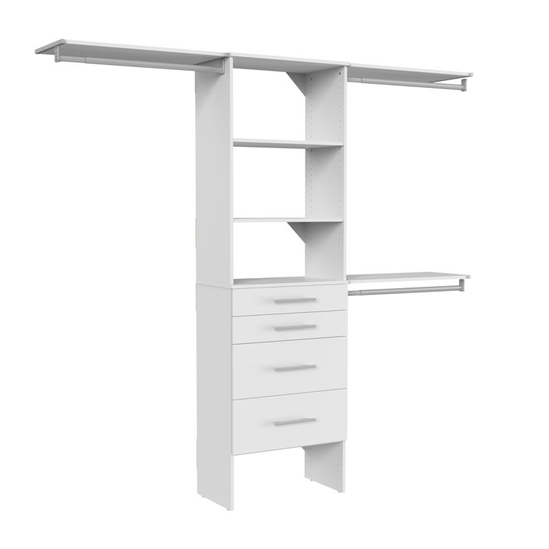 SuiteSymphony 84" W - 120" W Closet System with Drawers, Pure White