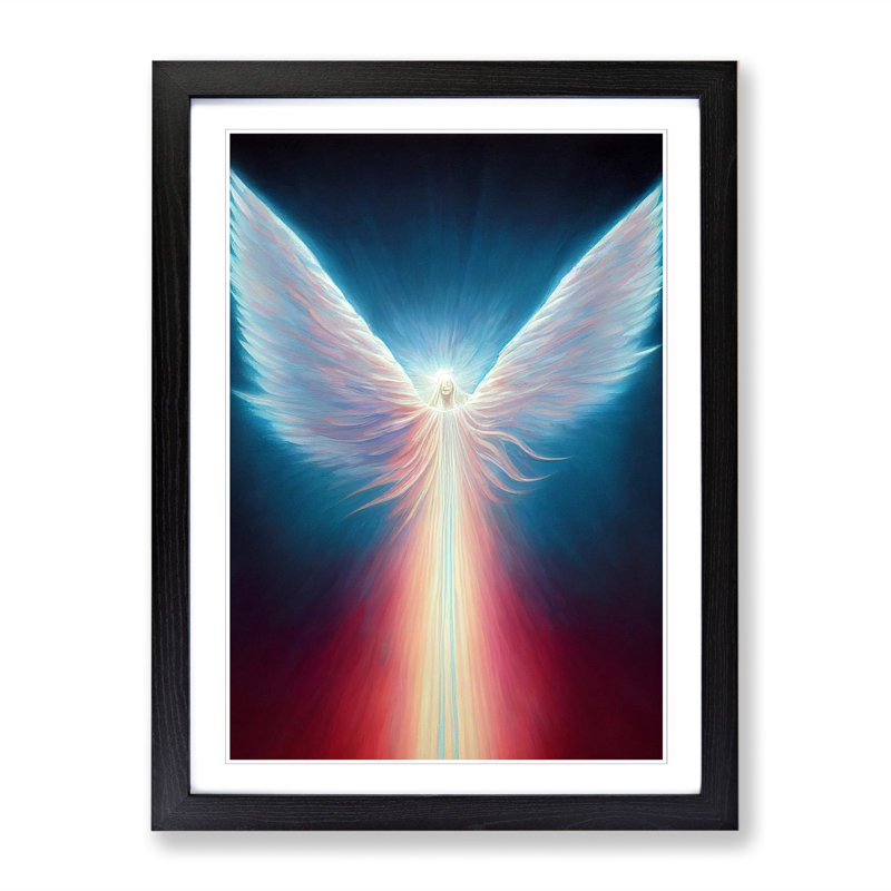 FRM-V0523-72X Angel - Single Picture Frame Print, Black Framed, 34cm H x 25cm W x 2cm D